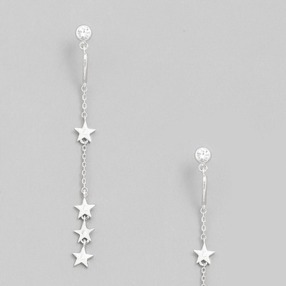 NEW Silver Dangling Star Earrings - Picture 2 of 2